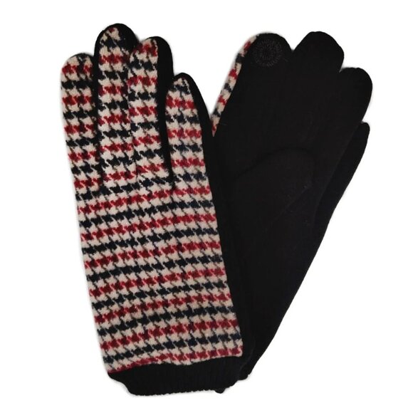 Burgundy Houndstooth Smart Gloves - Picture 1 of 1